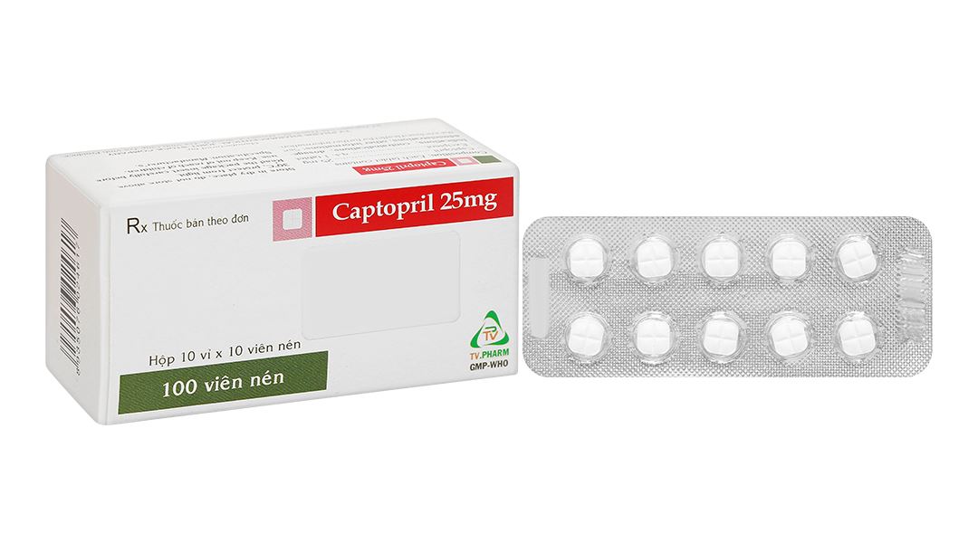 Captopril TV.Pharm 25mg trị tăng huyết áp, suy tim sung huyết
