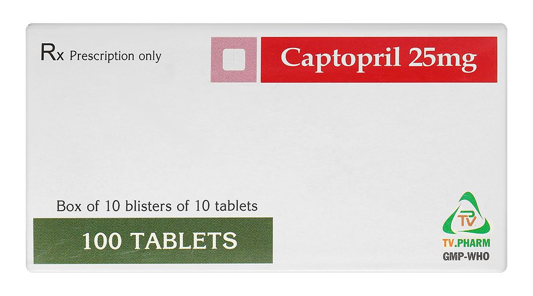 Captopril TV.Pharm 25mg trị tăng huyết áp, suy tim sung huyết