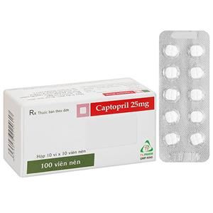 Captopril TV.Pharm 25mg trị tăng huyết áp, suy tim sung huyết