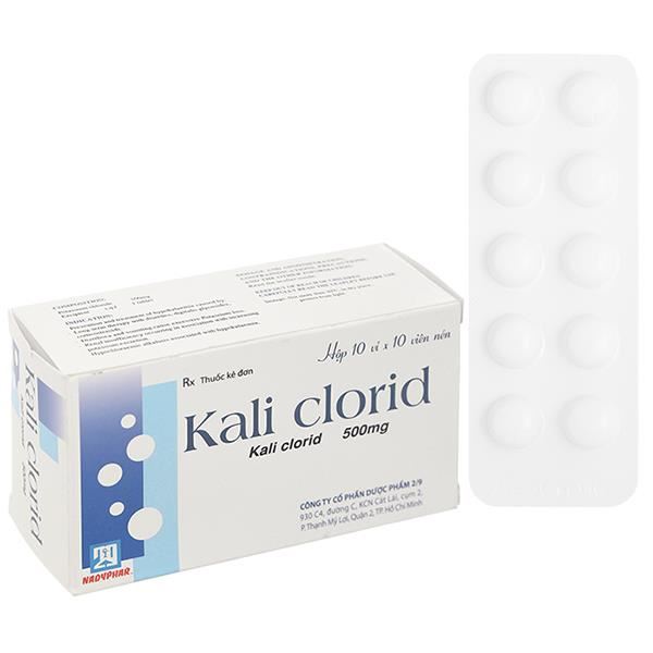 Kali Clorid Nadyphar 500mg phòng và trị triệu chứng giảm kali huyết