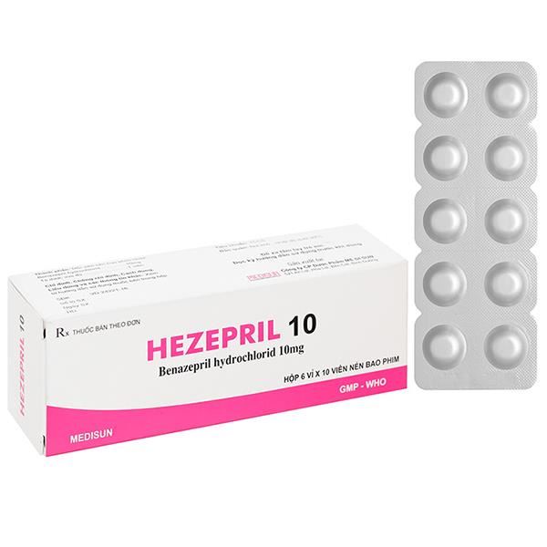 Hezepril 10 trị tăng huyết áp, suy tim sung huyết