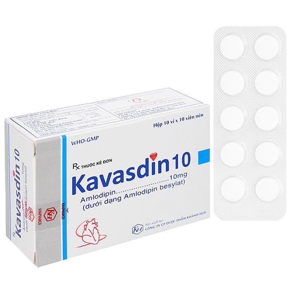 Kavasdin 10 điều trị tăng huyết áp, đau thắt ngực