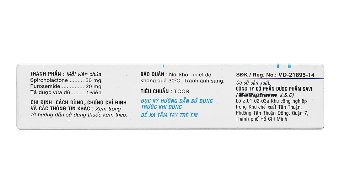 Savispirono - Plus trị phù, tăng huyết áp