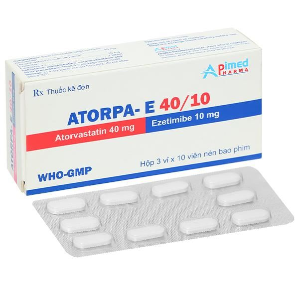 Atorpa-E 40/10 phòng ngừa bệnh tim mạch và trị tăng cholesterol máu