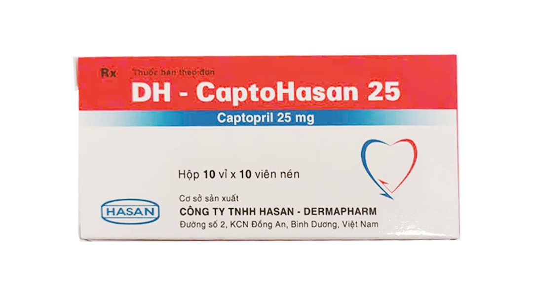 DH-Captohasan 25 điều trị tăng huyết áp, suy tim, sau nhồi máu cơ tim