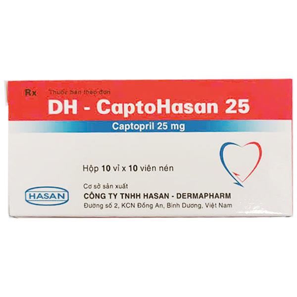 DH-Captohasan 25 điều trị tăng huyết áp, suy tim, sau nhồi máu cơ tim