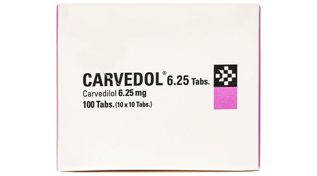 Carvedol 6.25 trị tăng huyết áp, đau thắt ngực
