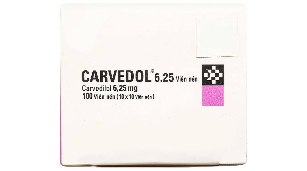 Carvedol 6.25 trị tăng huyết áp, đau thắt ngực