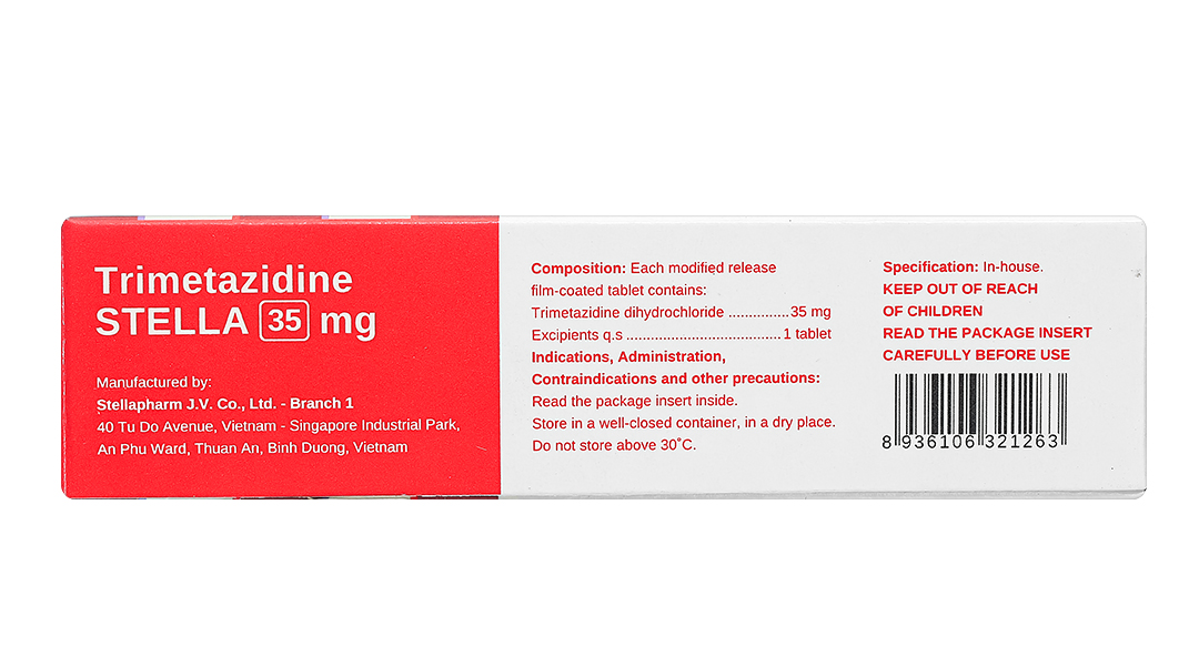 Trimetazidine Stella 35mg trị triệu chứng ở bệnh đau thắt ngực ổn định