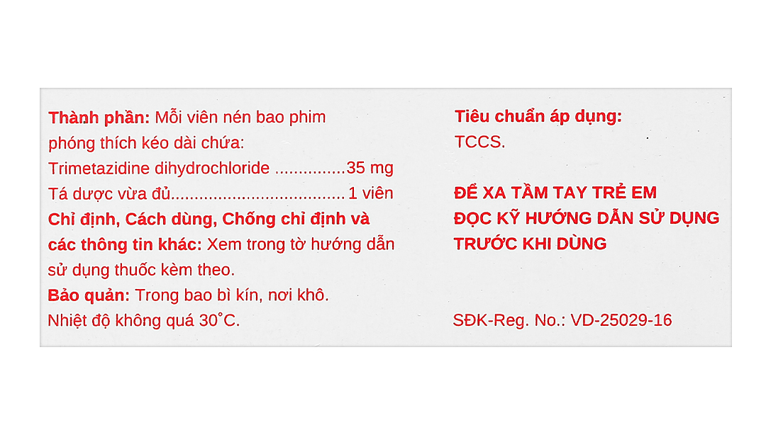 Trimetazidine Stella 35mg trị triệu chứng ở bệnh đau thắt ngực ổn định