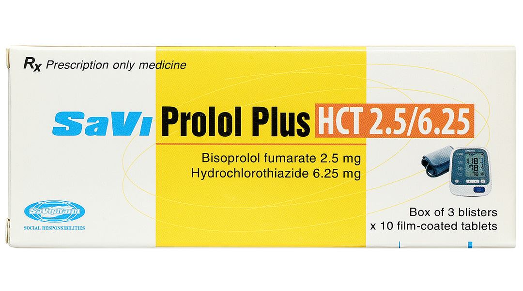 Savi Prolol Plus HCT 2.5/6.25 kiểm soát tình trạng tăng huyết áp