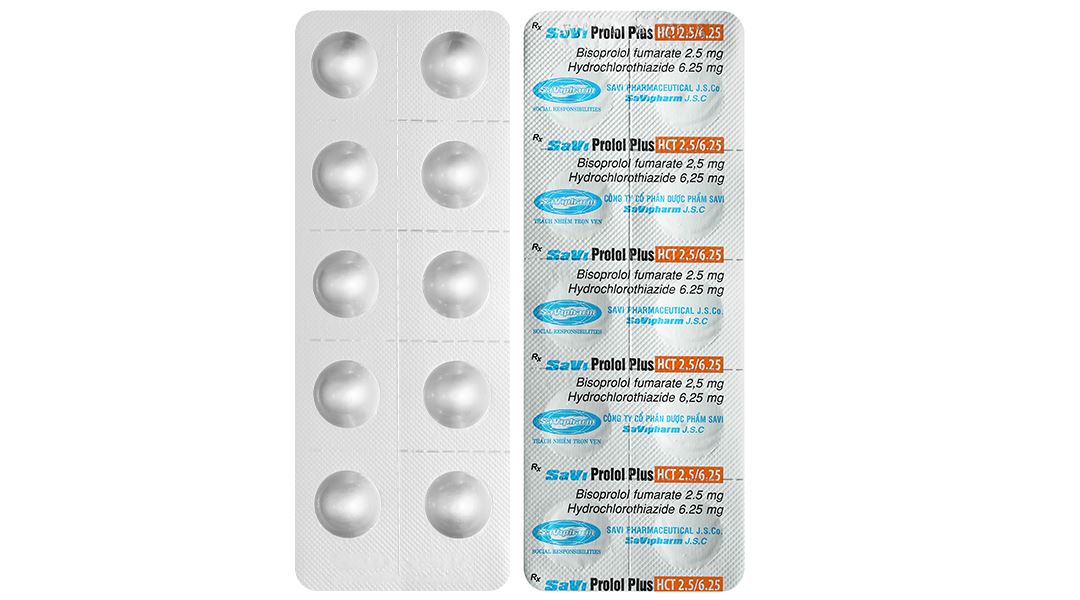 Savi Prolol Plus HCT 2.5/6.25 kiểm soát tình trạng tăng huyết áp