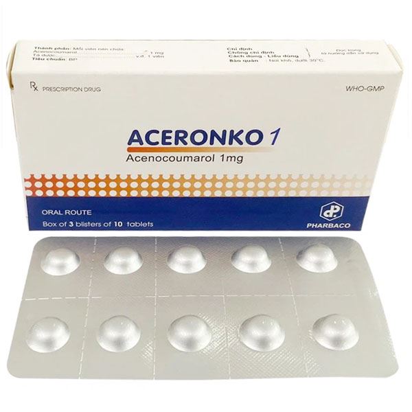 Aceronko 1mg điều trị bệnh tim gây tắc mạch, nhồi máu cơ tim