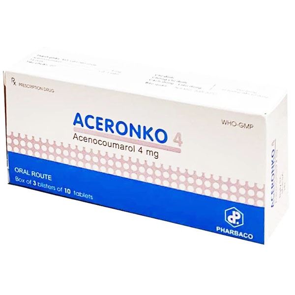 Aceronko 4mg điều trị bệnh tim gây tắc mạch, nhồi máu cơ tim
