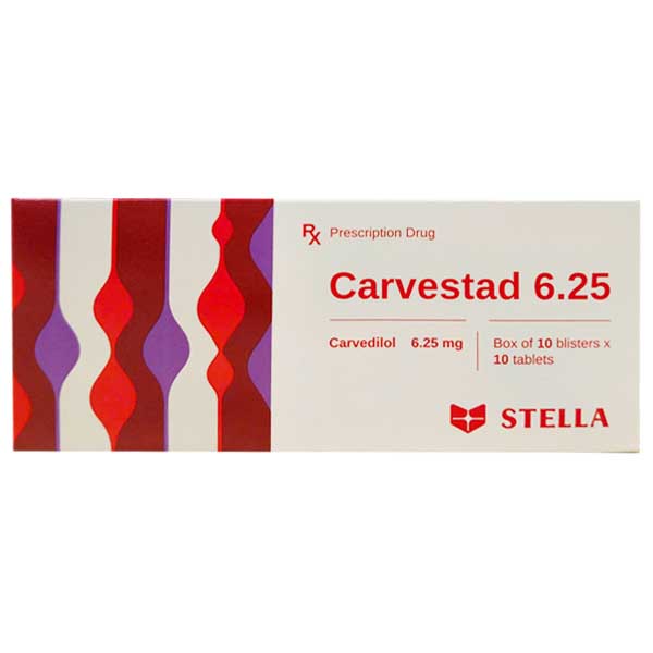 Carvestad 6.25 điều trị tăng huyết áp, đau thắt ngực