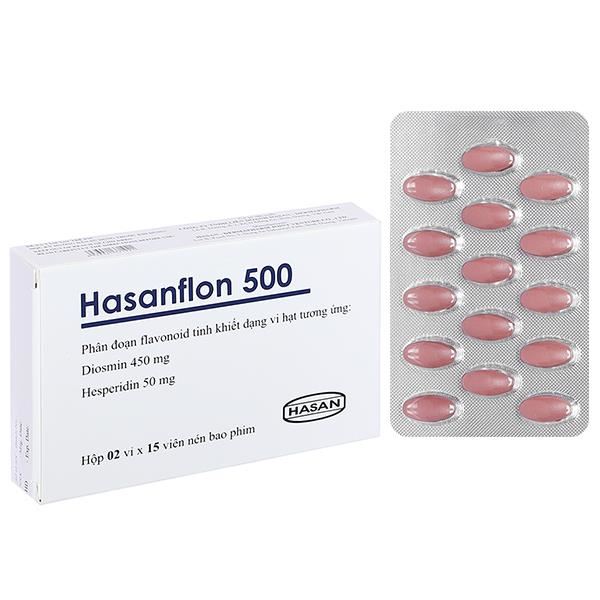 Hasanflon 500 trị triệu chứng suy giãn tĩnh mạch, trĩ