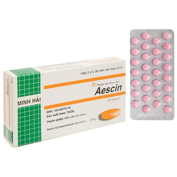 Aescin 20mg trị viêm tĩnh mạch, giãn tĩnh mạch