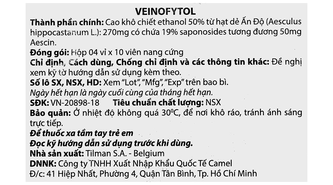 Veinofytol trị trĩ, suy giãn tĩnh mạch