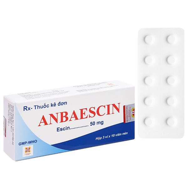 Anbaescin 50mg phòng và điều trị tụ máu, chống viêm, giãn tĩnh mạch