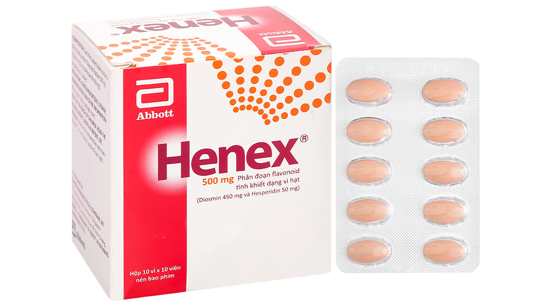 Henex 500mg trị triệu chứng suy tĩnh mạch, bệnh trĩ cấp và mạn tính