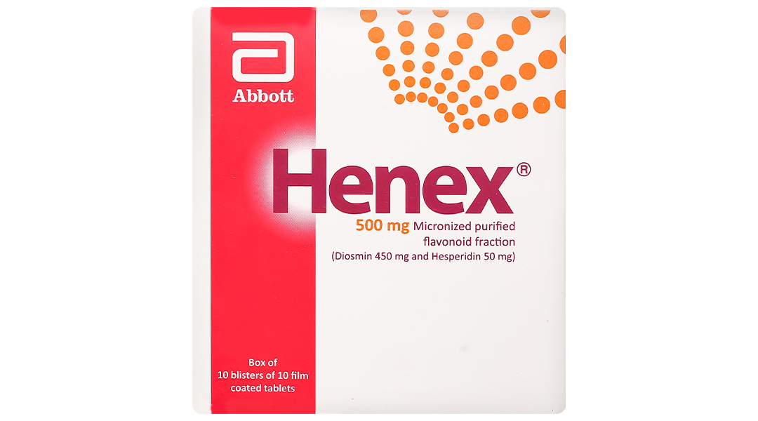 Henex 500mg trị triệu chứng suy tĩnh mạch, bệnh trĩ cấp và mạn tính