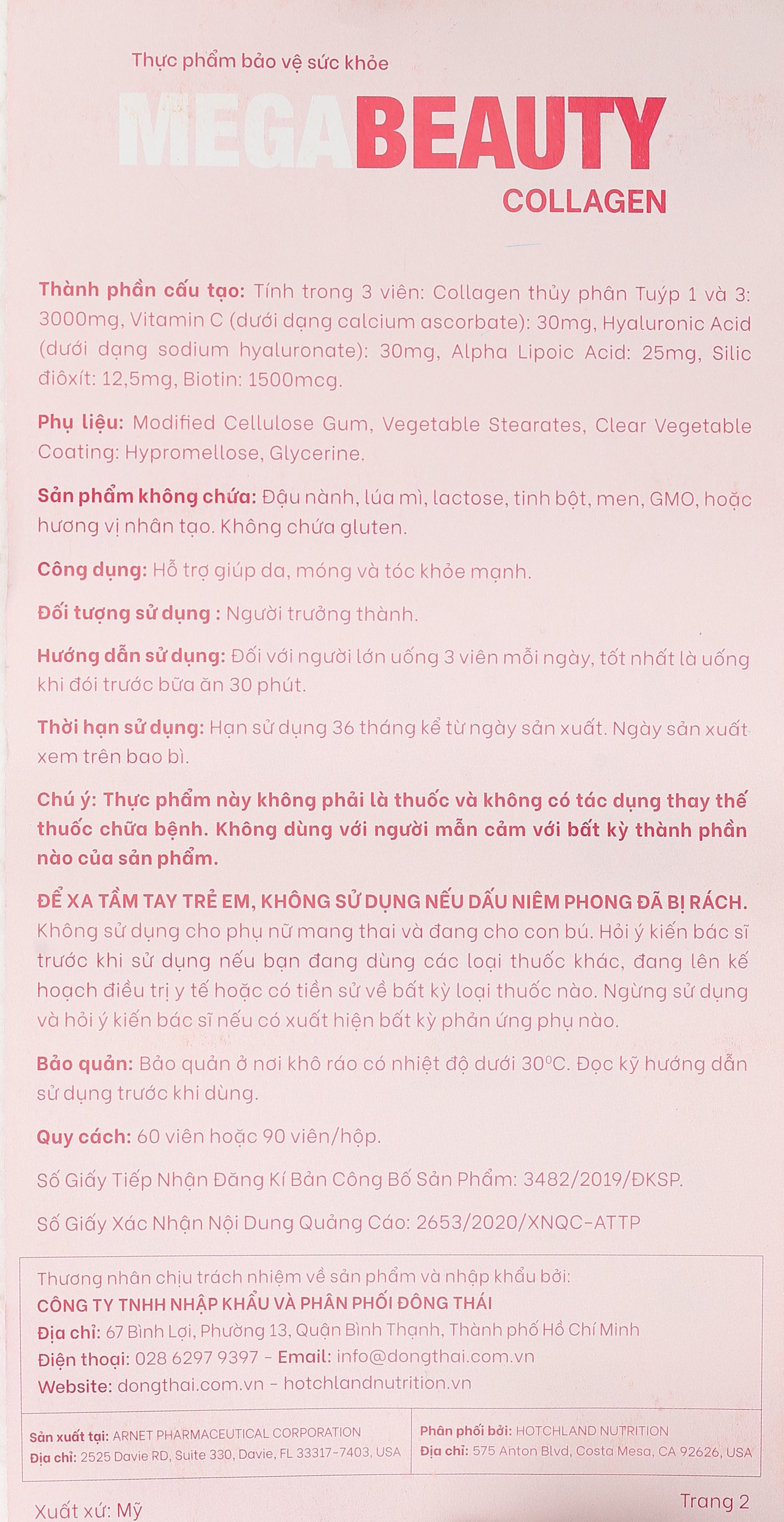 Thực phẩm bảo vệ sức khỏe Mega Beauty Collagen - 10