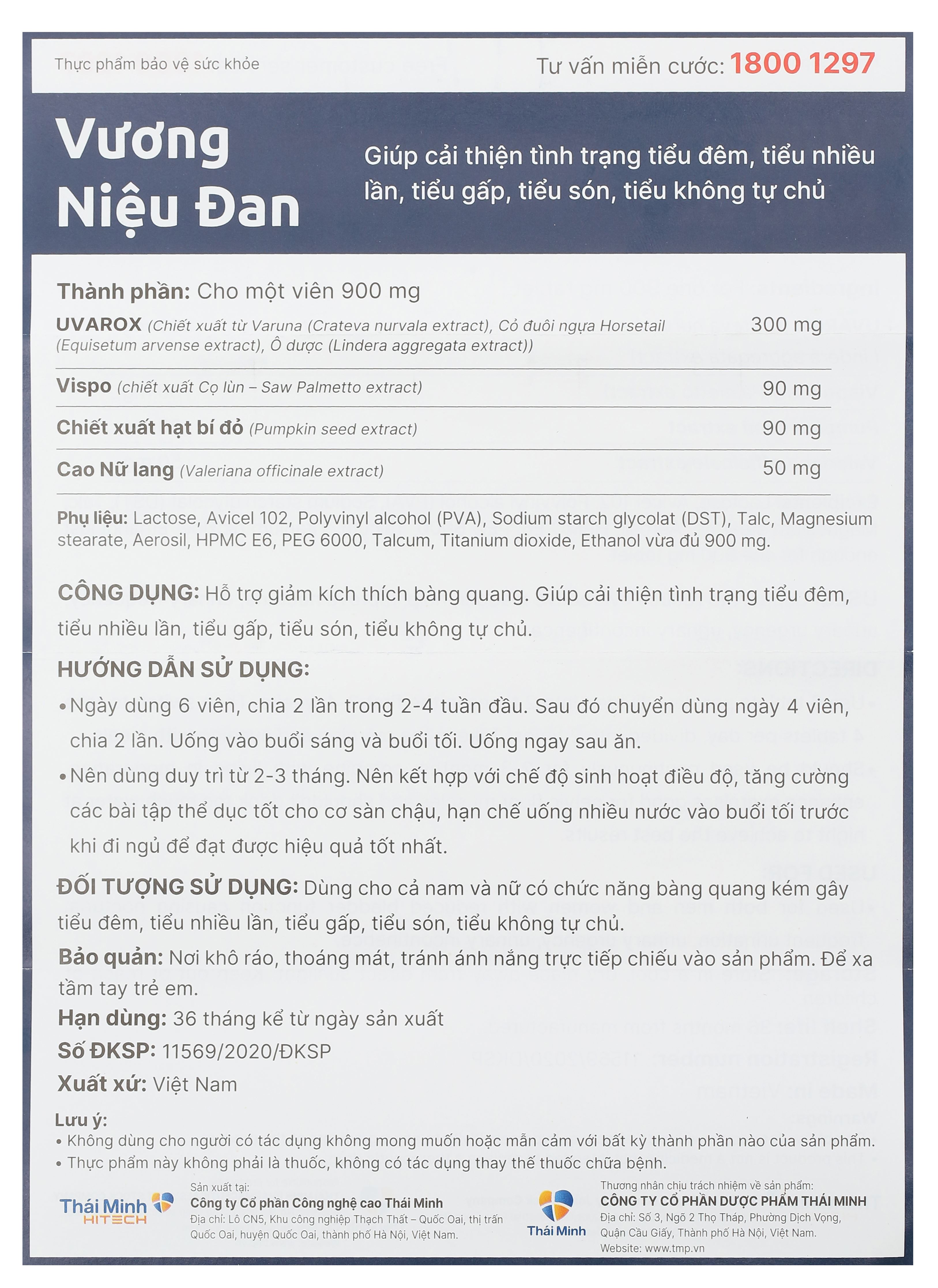 Thực phẩm bảo vệ sức khoẻ: Vương Niệu Đan - 29