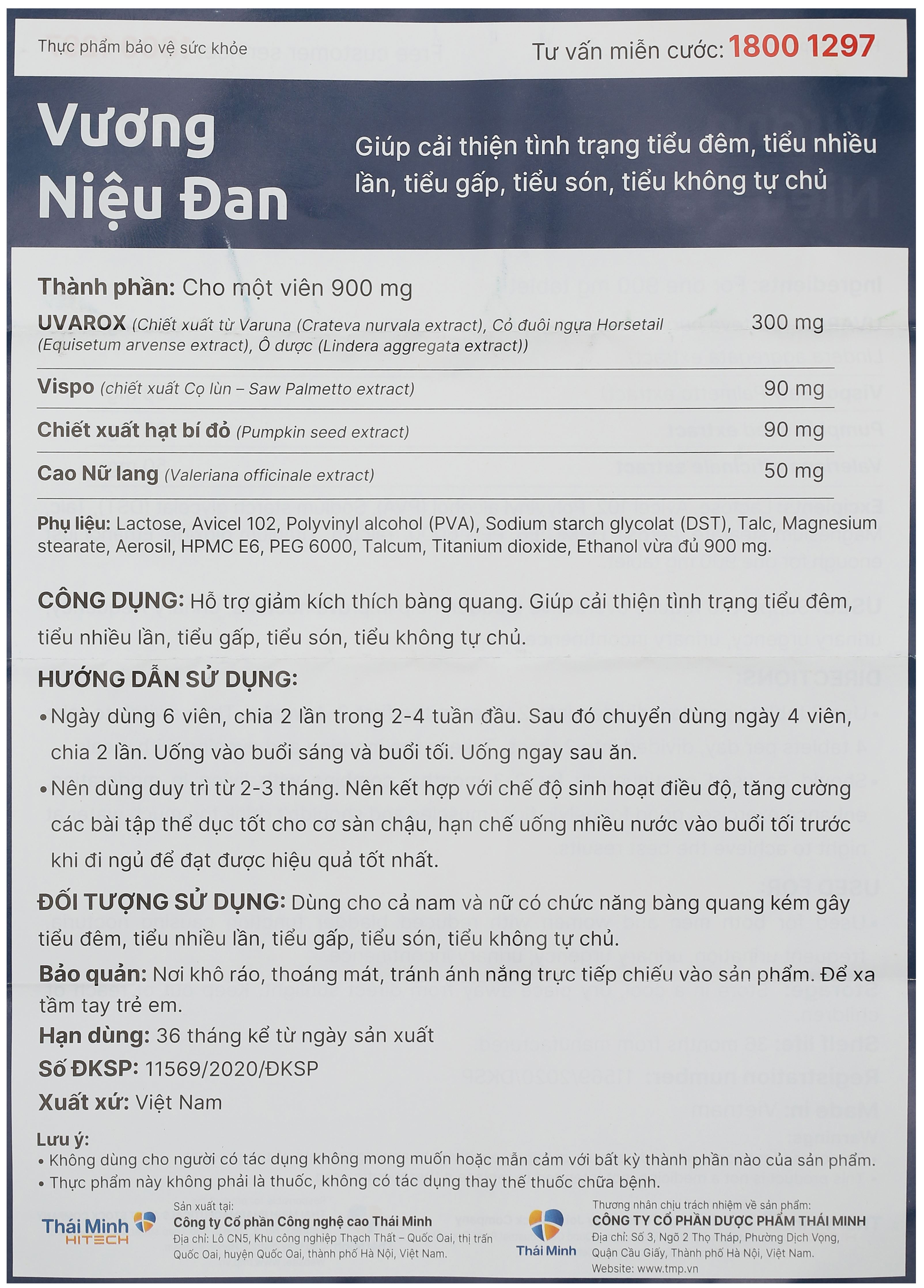 Thực phẩm bảo vệ sức khoẻ: Vương Niệu Đan - 13