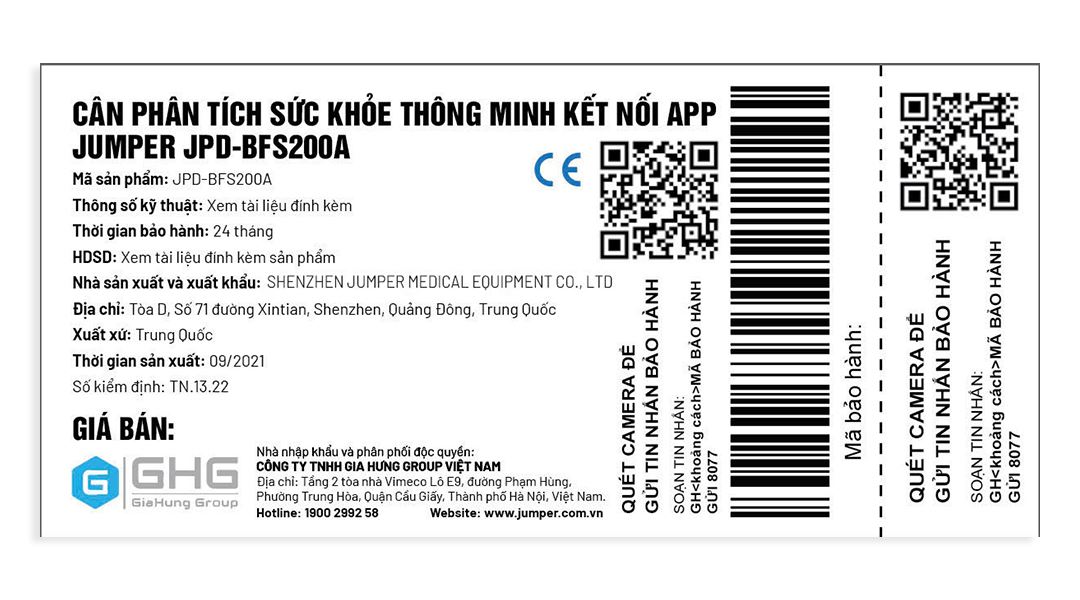 Cân điện tử Bluetooh đo chỉ số cơ thể JUMPER JPD-BFS200A