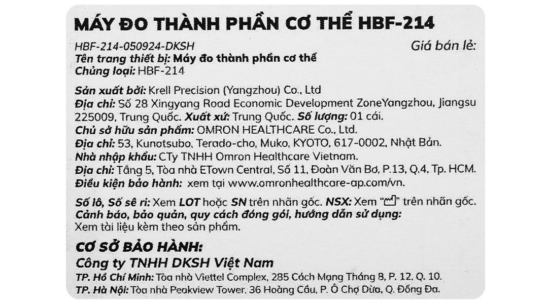 Cân điện tử đo chỉ số cơ thể Omron HBF‑214 - 14