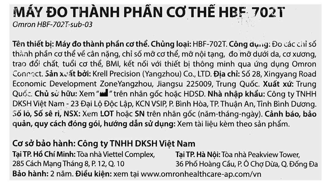 Cân điện tử Bluetooth đo chỉ số cơ thể Omron HBF-702T