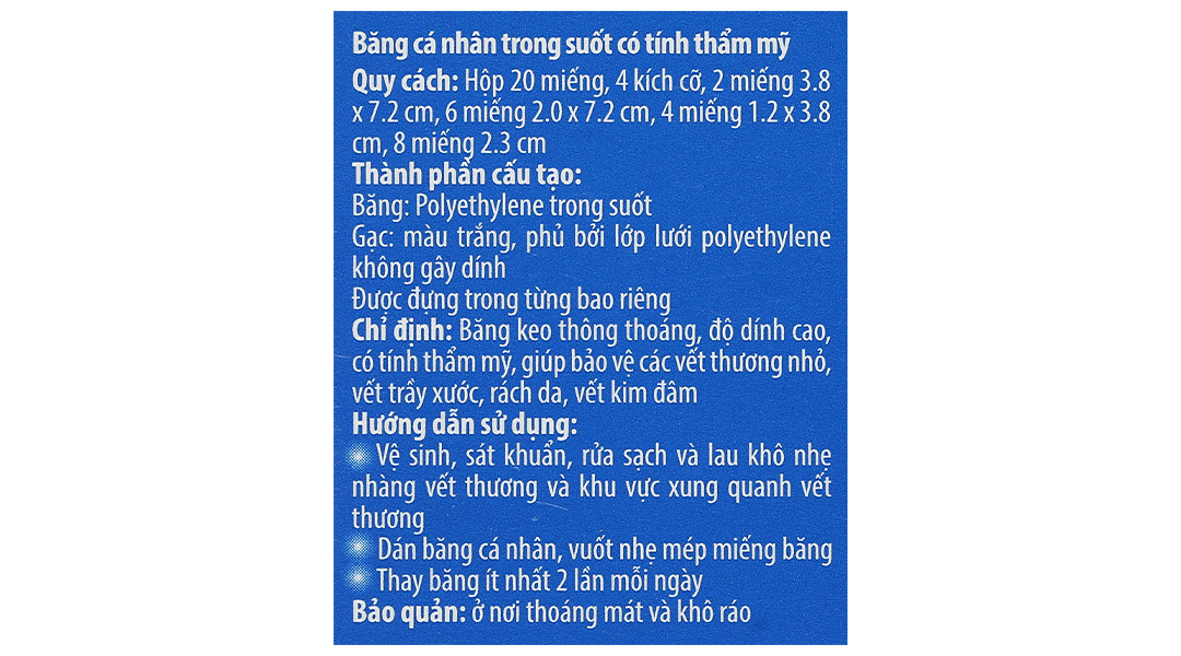 Băng cá nhân trong suốt Urgo Transparent Assorted