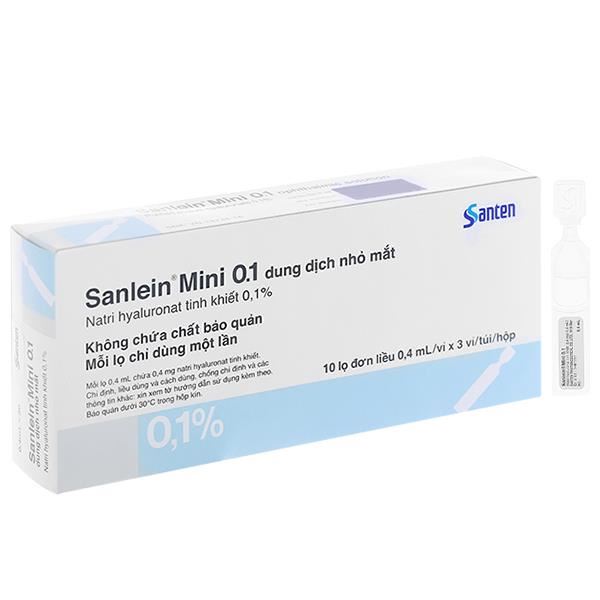 Dung dịch nhỏ mắt Sanlein Mini 0.1% trị rối loạn biểu mô kết - giác mạc