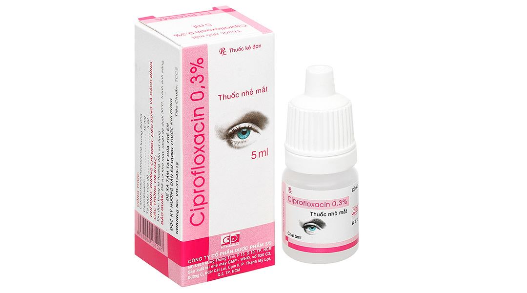 Thuốc nhỏ mắt Ciprofloxacin 0.3% F.T.Pharma điều trị loét giác mạc