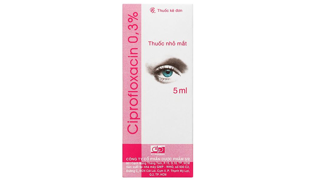 Thuốc nhỏ mắt Ciprofloxacin 0.3% F.T.Pharma điều trị loét giác mạc