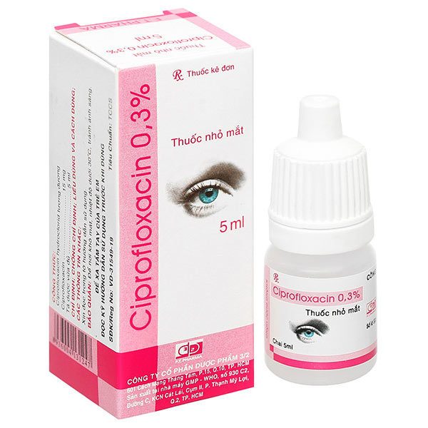 Thuốc nhỏ mắt Ciprofloxacin 0.3% F.T.Pharma điều trị loét giác mạc