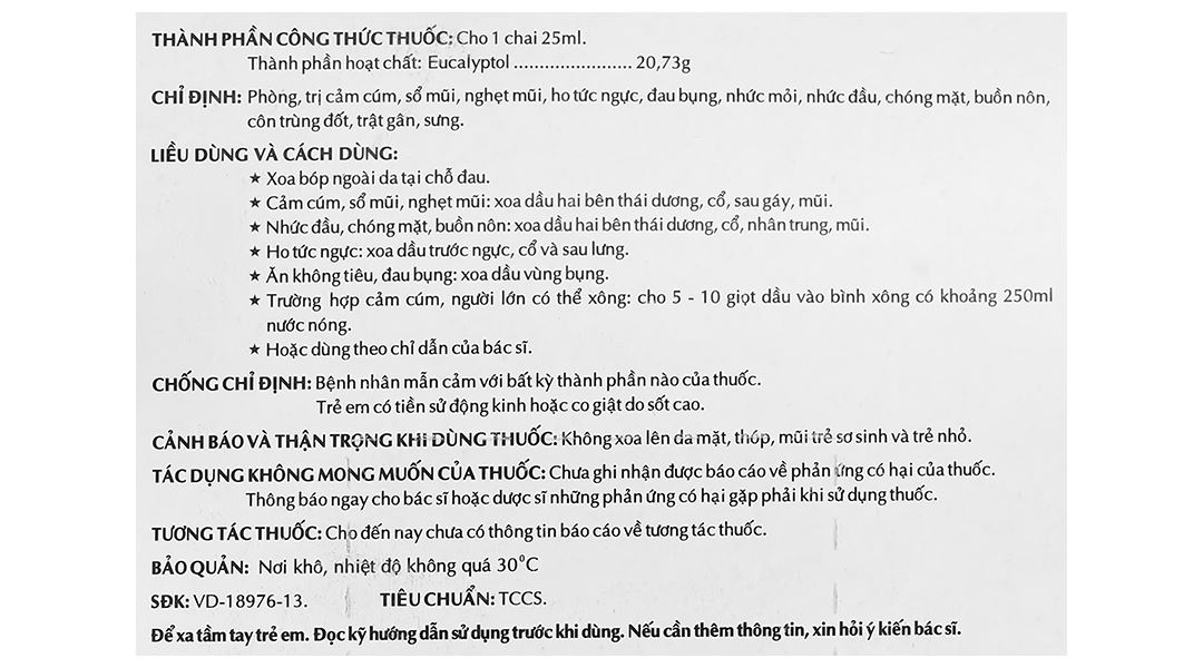 Dầu Khuynh diệp OPC