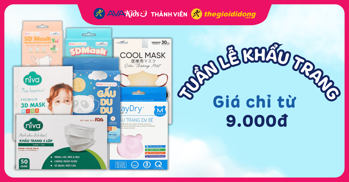 (24/03 - 31/03) Tuần lễ khẩu trang - Giá chỉ từ 9K. Săn deal liền tay tại AVAKids!