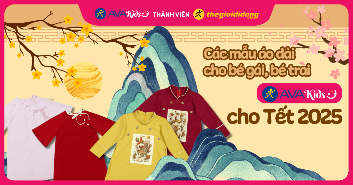 Top 4 mẫu áo dài cho bé gái, bé trai đón Tết 2025 cực xinh xắn