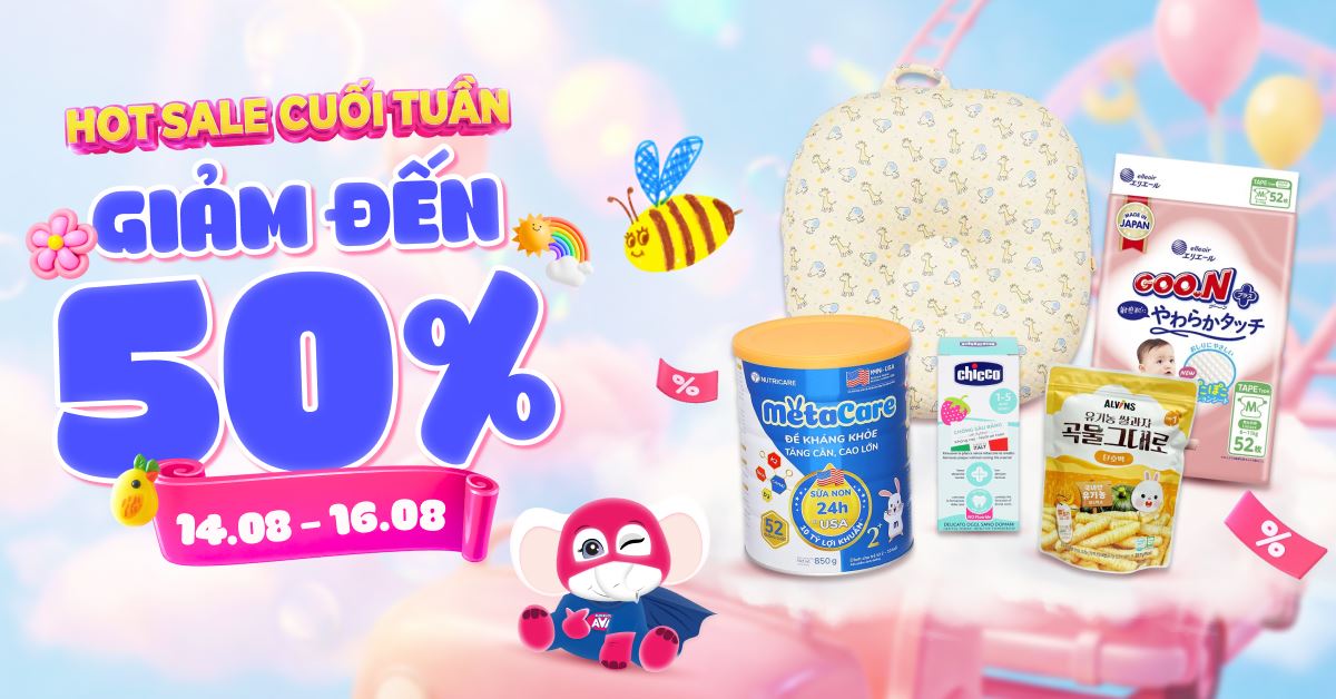KHUYẾN MÃI CUỐI TUẦN TẠI AVAKIDS SALE ĐẾN 50% từ 14.08 - 16.08