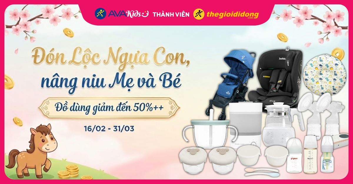 (16/02 - 31/03) Đón Lộc Ngựa Con, nâng niu Mẹ và Bé - Đồ dùng giảm đến 50%++