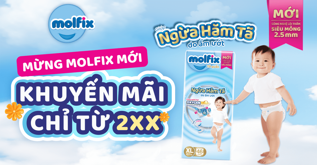 Ra mắt Tã Molfix mới - Khuyến mãi giá chỉ từ 2xx. Khám phá ngay mẹ ơi!