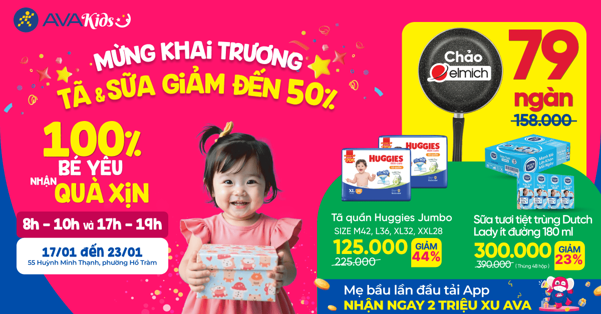 KHAI TRƯƠNG SIÊU THỊ MỚI, TÃ SỮA GIẢM ĐẾN 50% - 100% BÉ YÊU NHẬN QUÀ XỊN