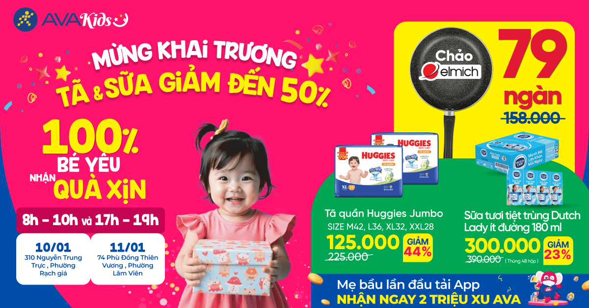 KHAI TRƯƠNG SIÊU THỊ MỚI, TÃ SỮA GIẢM ĐẾN 50% - 100% BÉ YÊU NHẬN QUÀ XỊN