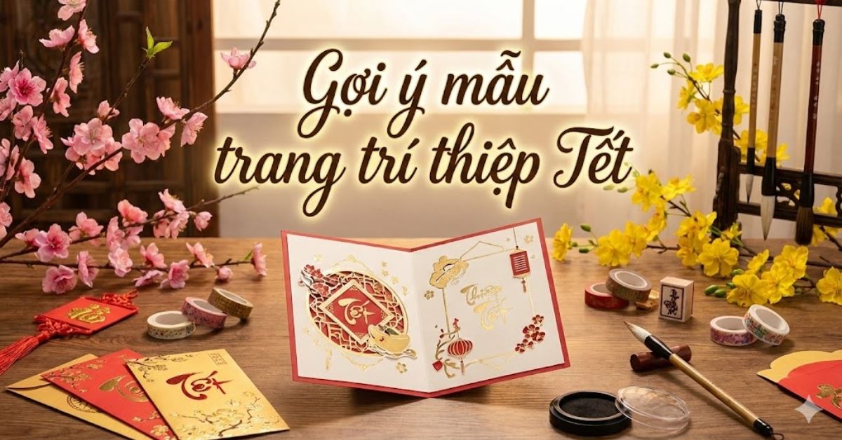 30+ mẫu trang trí thiệp Tết đẹp, đơn giản, dễ làm tại nhà