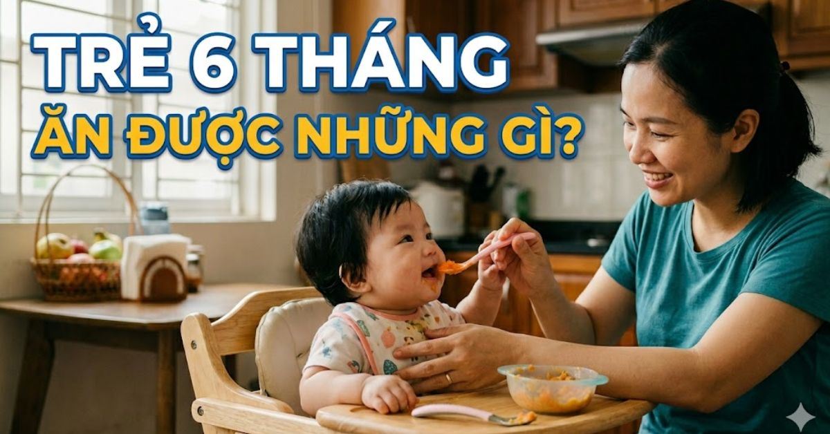 Trẻ 6 tháng ăn được những gì? Danh sách thực phẩm, lịch ăn dặm và thực đơn khoa học