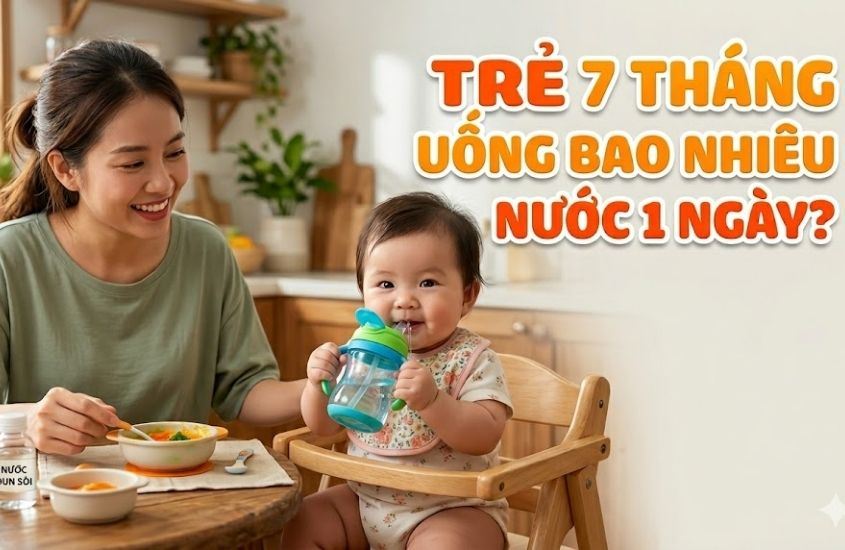 Trẻ 7 tháng uống bao nhiêu nước 1 ngày là đủ? Cách cho bé uống đúng và đủ nước