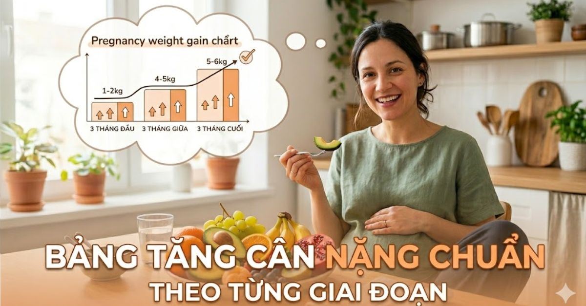 Bảng tăng cân nặng chuẩn của mẹ bầu theo từng giai đoạn - Những lưu ý quan trọng