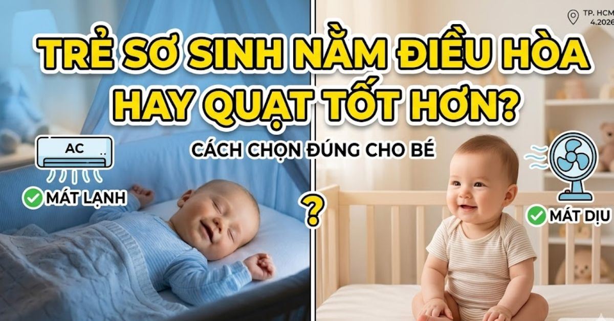 Trẻ sơ sinh nằm điều hòa hay quạt tốt hơn? Cách chọn an toàn theo nhiệt độ phòng