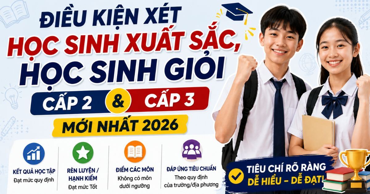 Điều kiện xét học sinh xuất sắc, học sinh giỏi cấp 2, cấp 3 mới nhất